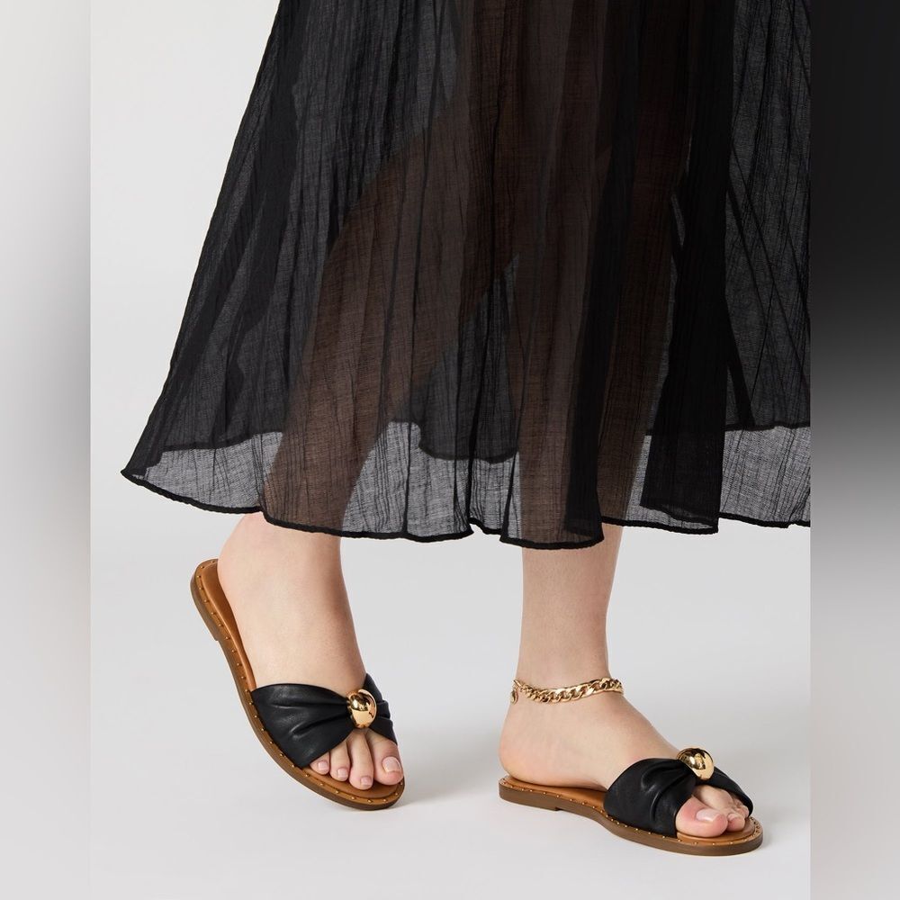 Nwob Steve Madden Dipsy Black Leather Sandal